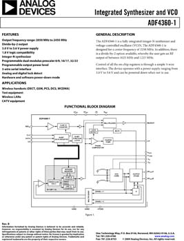 ADF4360-1. Integrated Integer-N Synthesizer and VCO - Output Frequency 2050 to 2450