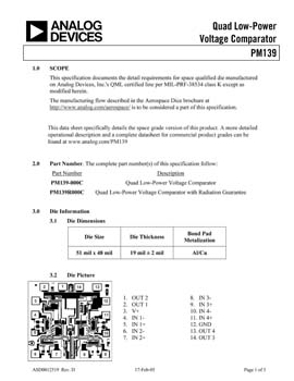PM139S. Aerospace Quad Low-Power Voltage Comparator